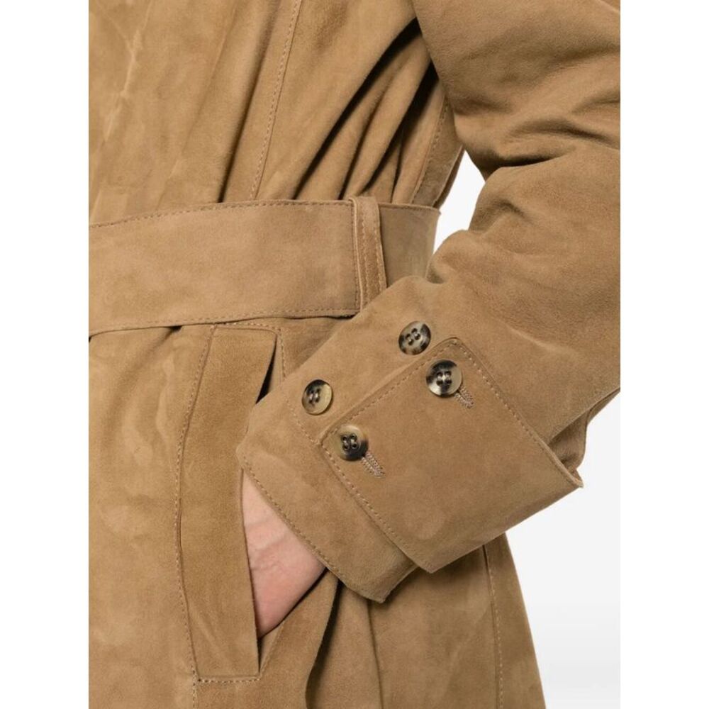 Golden Goose Women "Journey W`S Peggy" Trench Coat With Belt Light Suede - Picture 2 of 7